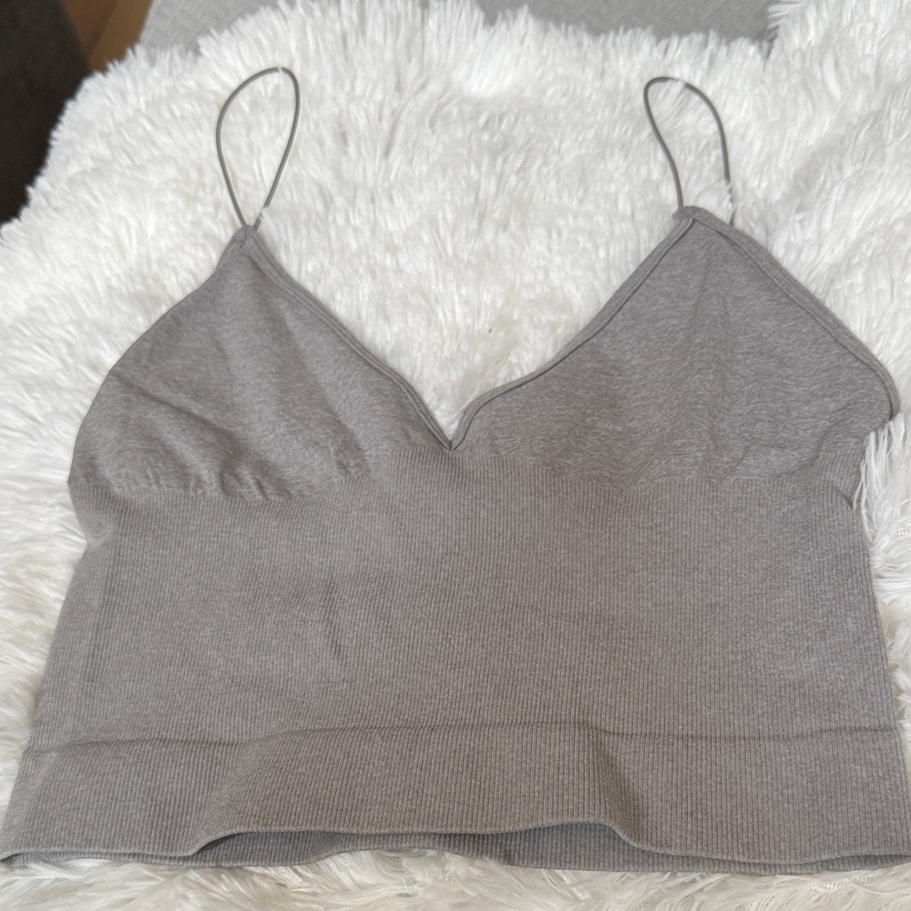 Free People Intimately Skinny Strap Eamless Ribbed Knit Tank in Gray XS - Picture 2 of 5